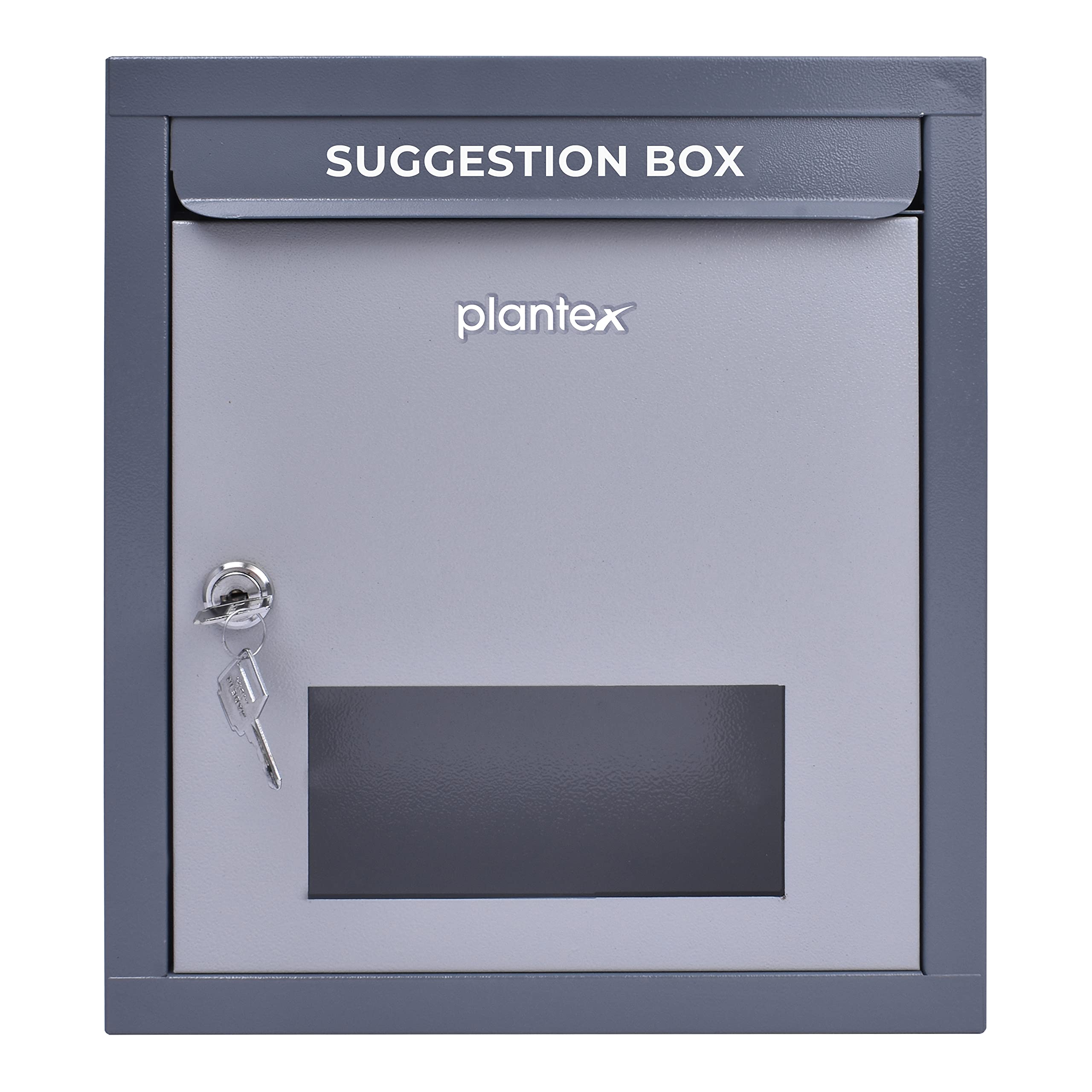 Plantex All-in-One Multi-Purpose Lockable Box - Letter Box, Post Box for Home & Office Gate, Suggestion Box, Complaint Box, Donation Box - Table Top or Wall Mount (Grey, Pack of 1) - Perfect for Secure Mail Collection, Office Feedback & Charity Donations