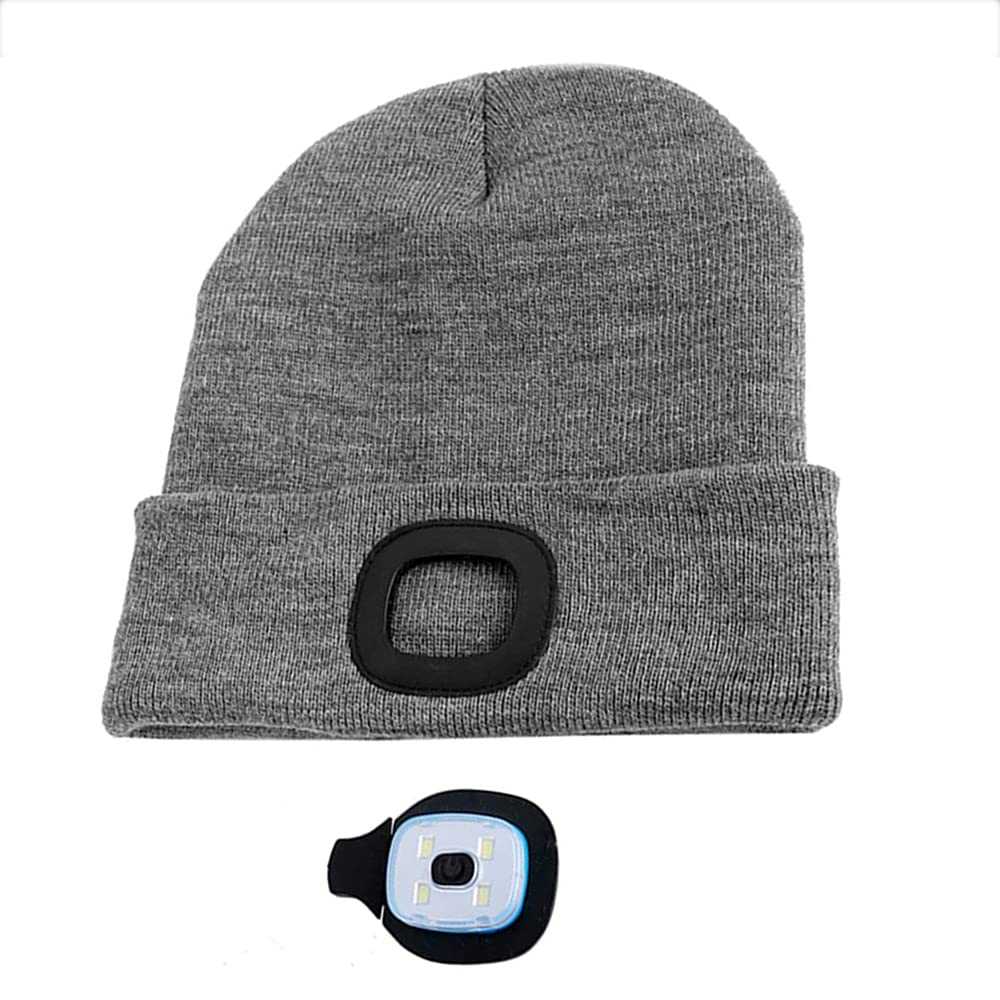 COTOP LED Beanie Hat for Men & Women - Winter Illuminated Cap with 4 LED Lights & 3 Brightness Levels - Perfect for Mountaineering, Camping, Hiking & Nighttime Outdoor Activities