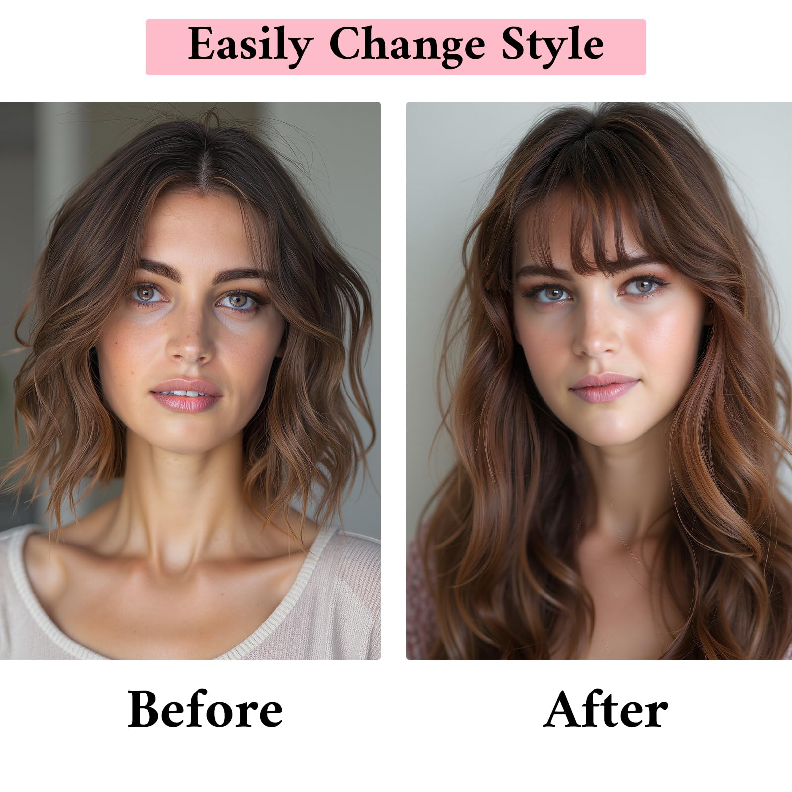 SEGO 100% Real Human Hair Toppers with Bangs - Silk Base 150% Density Clip-in Hairpiece (2.7”x5.1”) for Women with Thinning Hair - Covers Hair Loss & Gray Hair - Perfect for Daily Wear, Special Occasions & Confidence Boost
