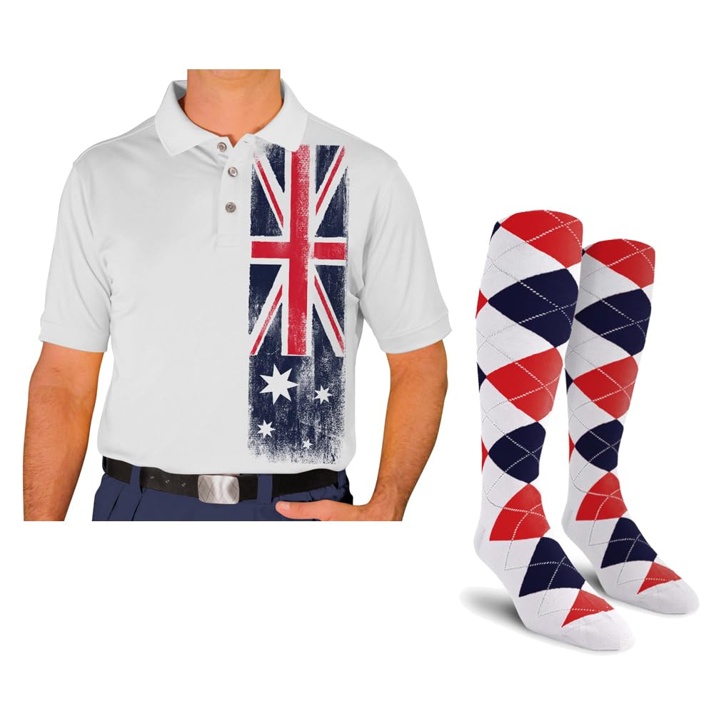 Men's Homeland Golf Shirt with Socks - Breathable Performance Polo for Golfing & Casual Wear - Perfect for Golf Courses, Office & Weekend Outings
