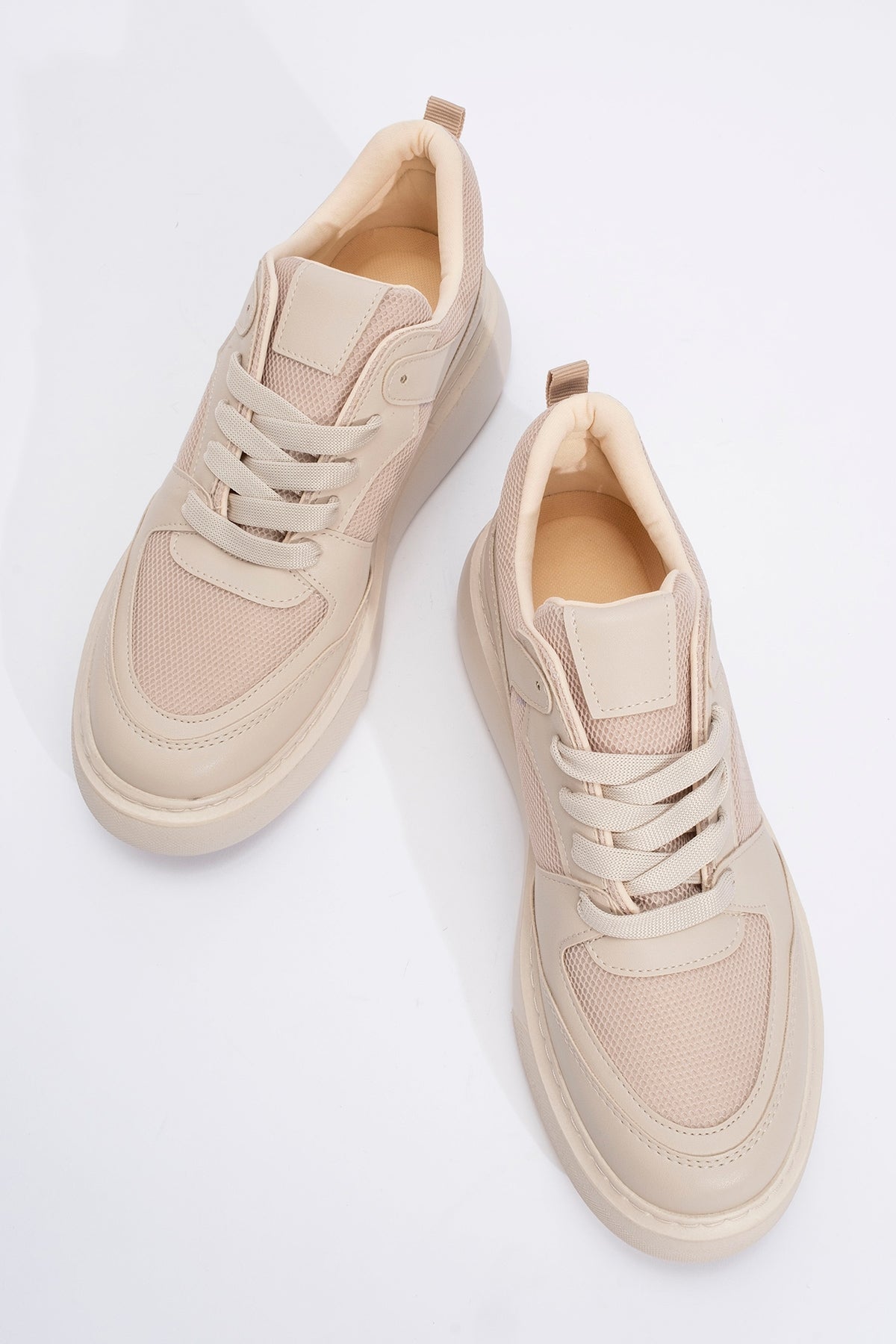 Ingrid Beige Platform Sneakers for Women - Comfortable Chunky White Sneakers with Arch Support | Perfect for Casual Outfits, Walking, and Everyday Wear