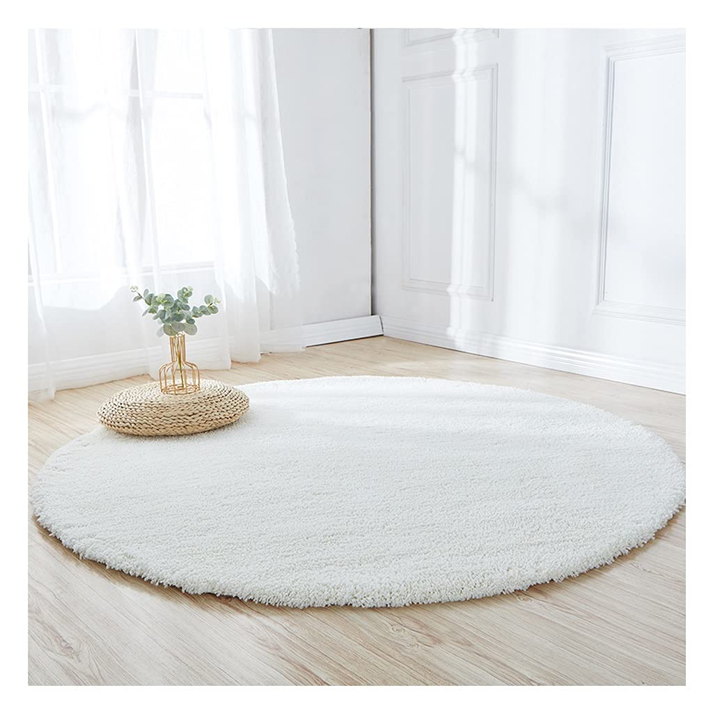 Premium Round Fleece Hard Floor Chair Cushion - 63x63 Inch Non-Slip Office Chair Mat for Hardwood & Tile Floors - Gray & White Options - Perfect for Home Office, Gaming & Workspace Comfort