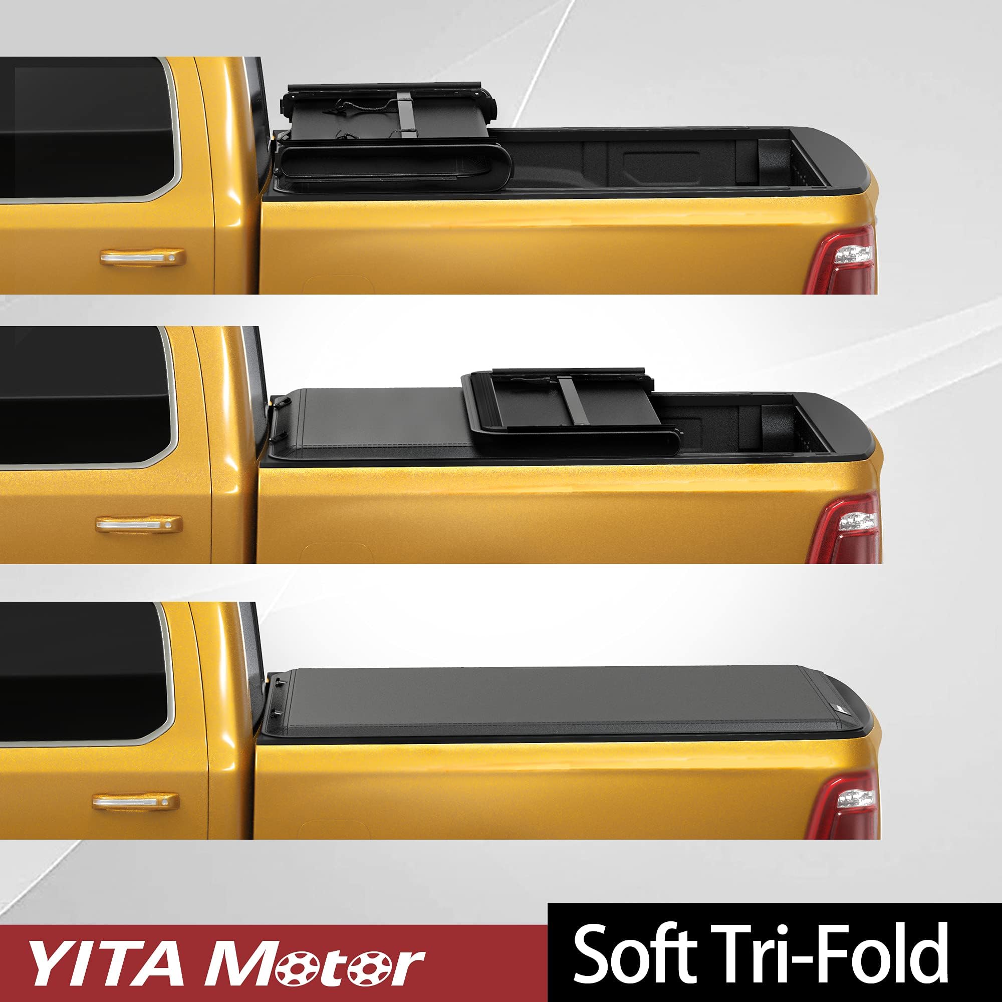 YITAMOTOR Soft Tri-Fold Truck Bed Tonneau Cover for 2003-2024 Dodge Ram 2500/3500 Fleetside 8 ft Bed (Non-Rambox) | Waterproof & Durable | Perfect for Hauling, Camping & Outdoor Adventures