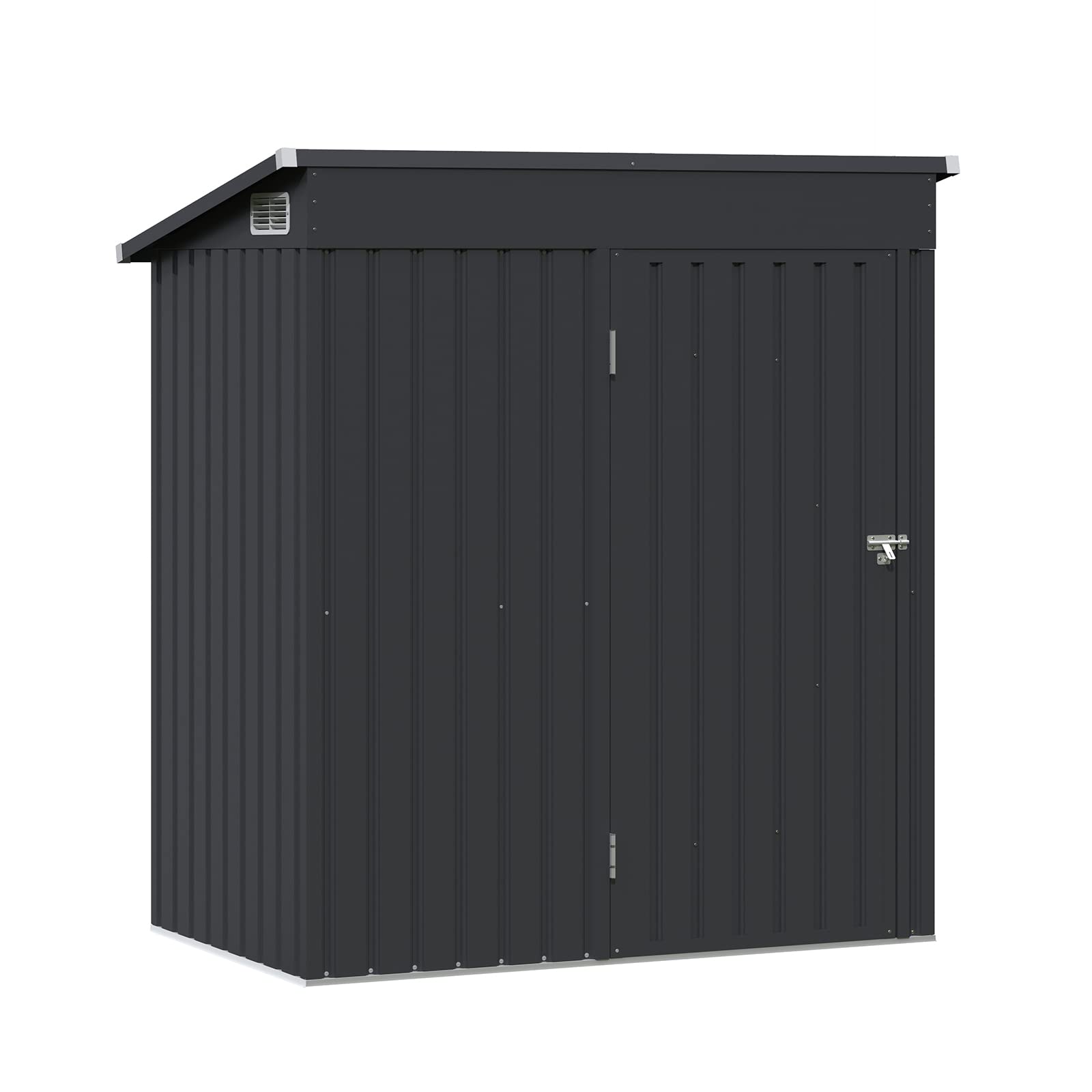 OC Orange-Casual 5x3 FT Outdoor Storage Shed - Heavy Duty Galvanized Steel Metal Garden Tool Shed with Lockable Door for Backyard, Patio & Lawn | Perfect for Storing Gardening Tools, Lawn Equipment & Seasonal Items (Black)