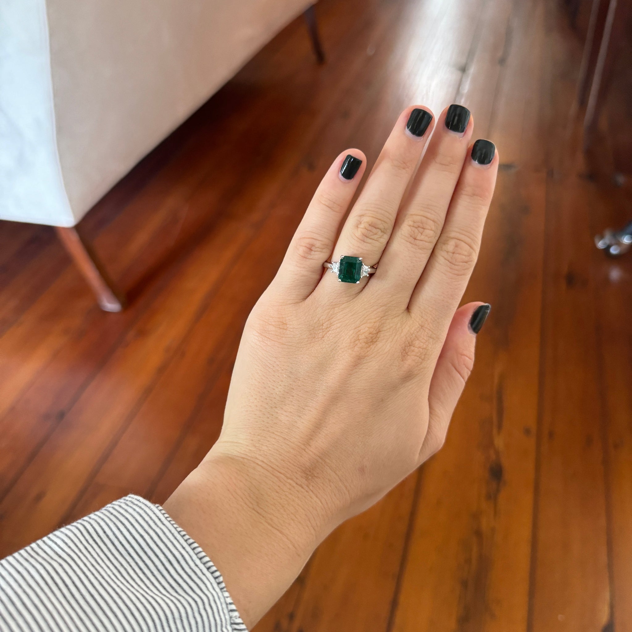 3.39ct Natural Emerald and Diamond Three Stone Engagement Ring in 18K Gold - Perfect for Wedding, Anniversary & Proposal Gifts