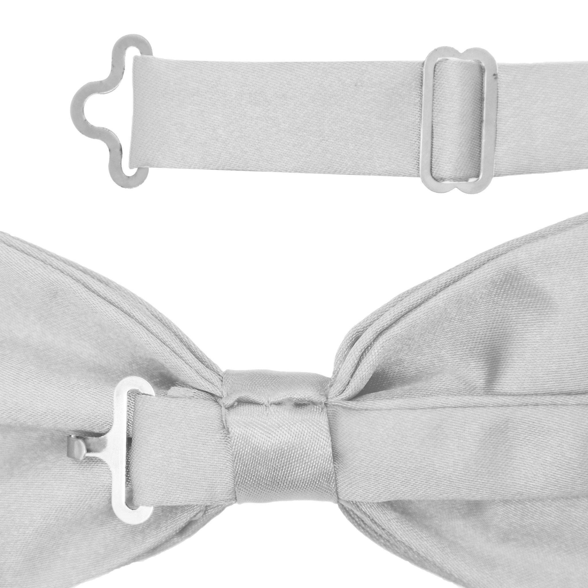 Elegant GIA Silver Satin Adjustable Bow Tie for Men - Perfect for Weddings, Prom & Formal Events