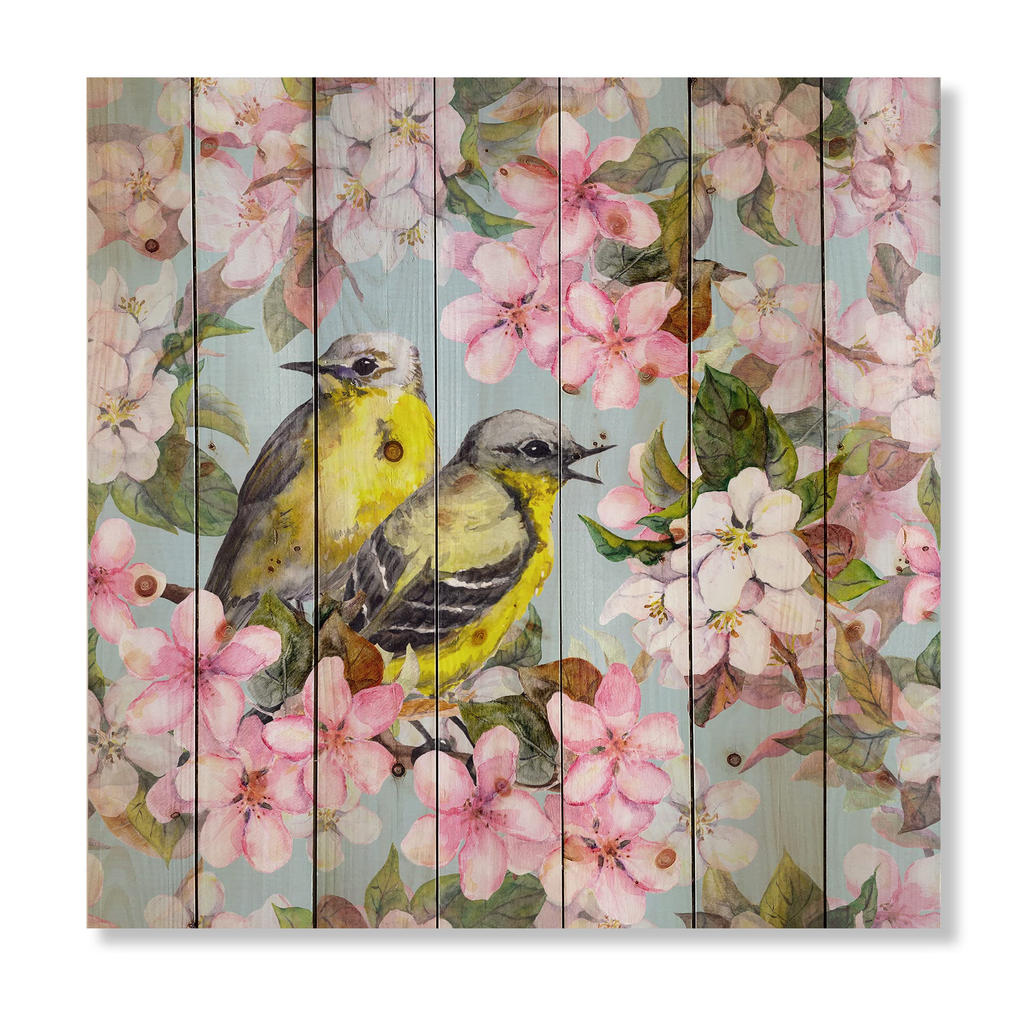 Pink Cherry Sakura Wood Wall Art - Traditional Pine Decor for Living Room