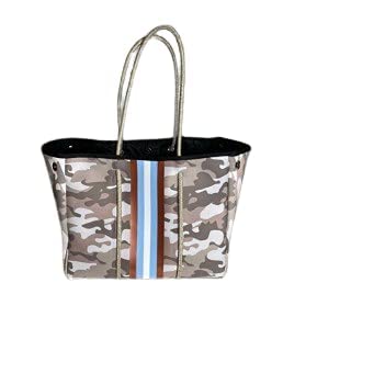 Gray Camo W/Bronze, Blue & White Stripes
