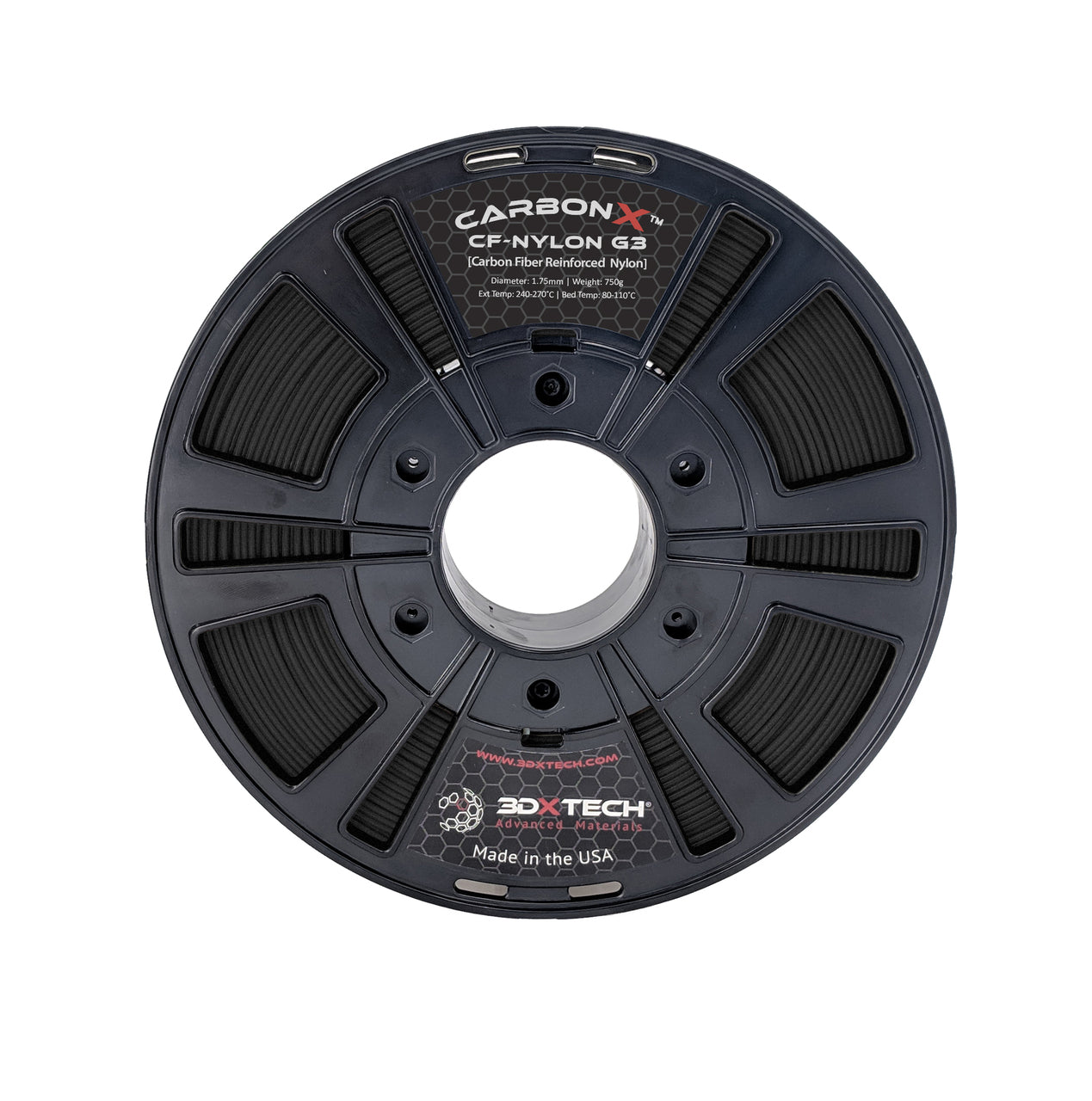 CARBONX™ Carbon Fiber Nylon 3D Printer Filament - 2.85mm Diameter, Black - High Strength & Heat Resistant for Industrial Prototyping & Functional Parts