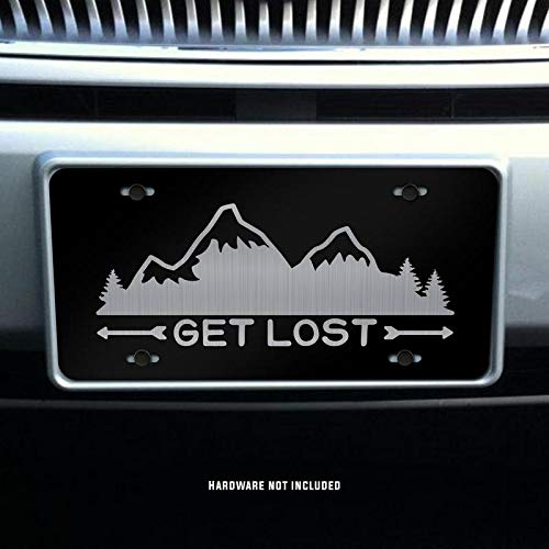 Outdoor Camping Hiking Mountain Explore Vanity License Plate - 'Get Lost' Engraved Design - Perfect for RV, Truck & Adventure Vehicle Decoration