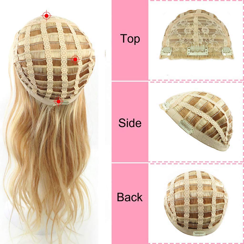 3/4 Half Wig Human Hair Extensions 16 Inch 160g - Natural Wavy 613 Bleach Blonde Clip-in Hair Extensions for Women | Long Thick Real Human Hair for Daily Styling, Parties & Special Occasions