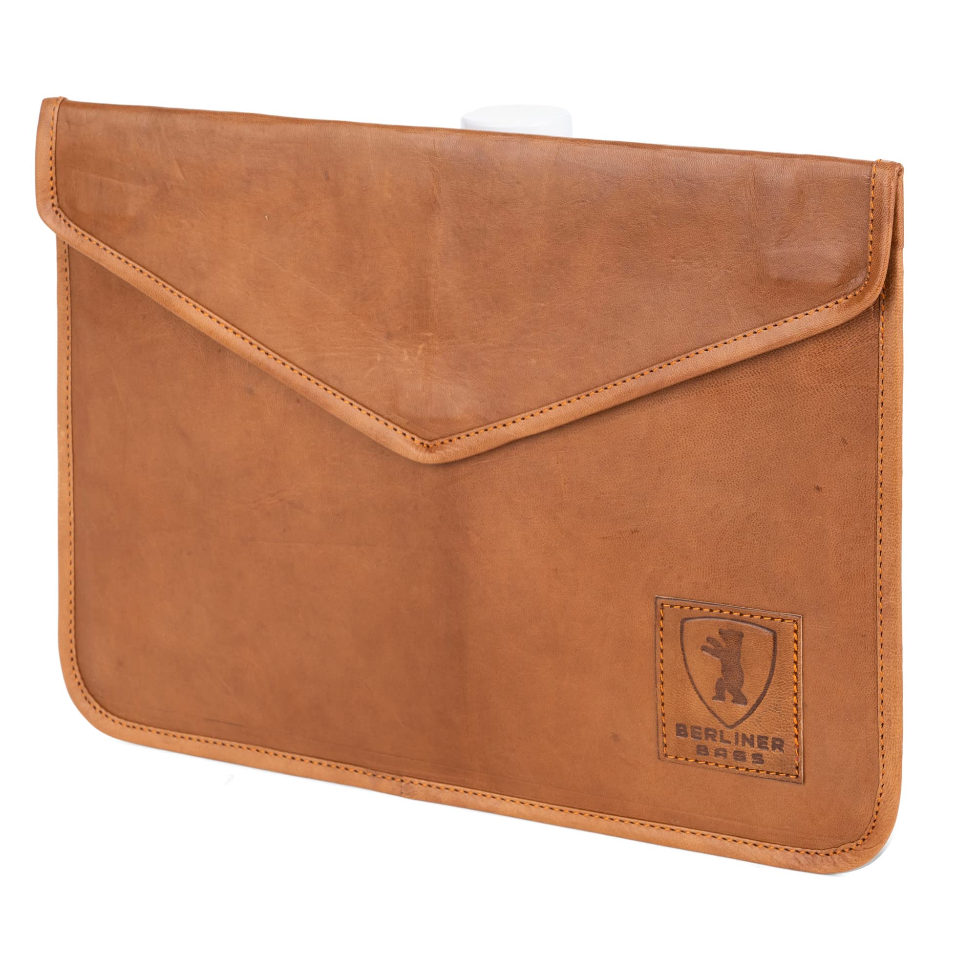 BERLINER BAGS Vintage Leather Laptop Sleeve for 13-14 Inch MacBook & Notebook - Brown Genuine Leather Protective Case | Perfect for Office, Travel & College