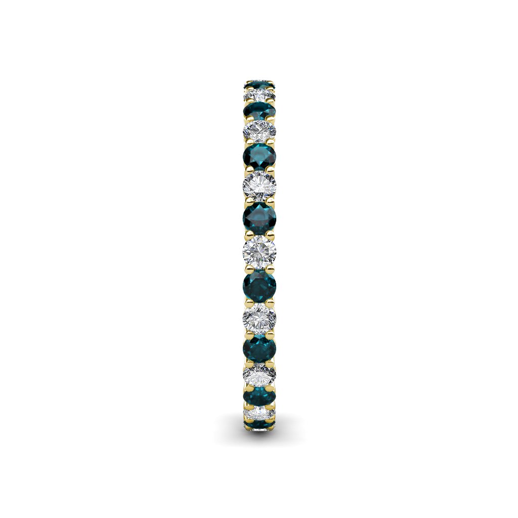 0.83-0.97 Carat Diamond & London Blue Topaz Women's Stackable Eternity Band Ring in 14K Yellow Gold - Perfect for Weddings, Anniversaries & Everyday Elegance