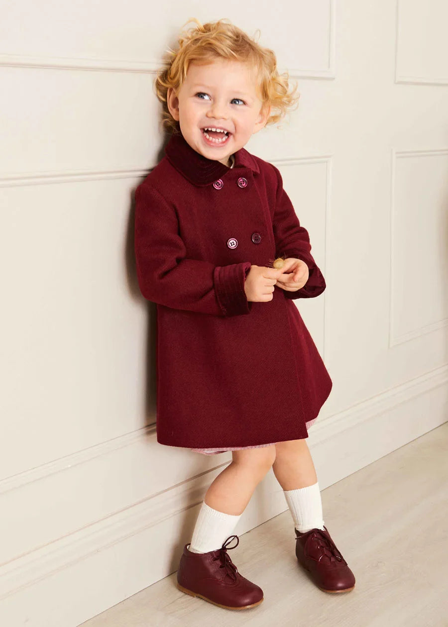 Stylish Burgundy Double Breasted Coat for Kids (12 Months to 10 Years) - Perfect for Winter Outings & Special Occasions