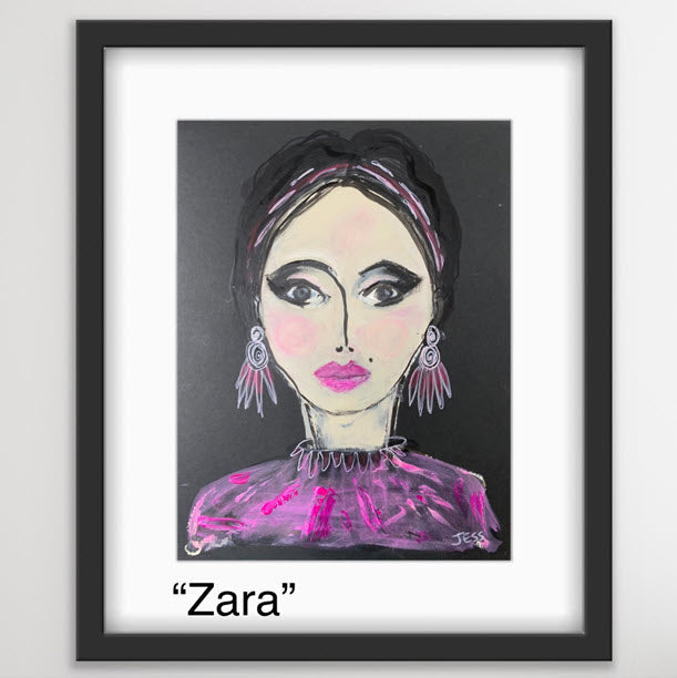 Zara Giclee Print with Embellishments - 11x14 Inches Framed Wall Art - Perfect for Living Room, Bedroom & Office Decor