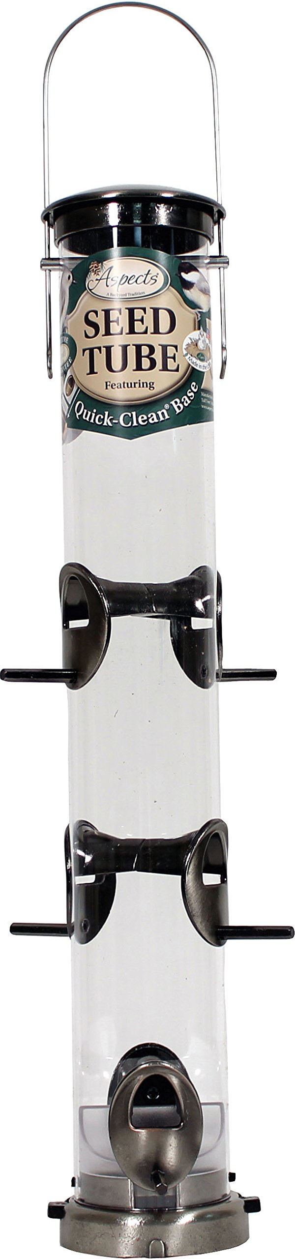 Aspects 393 Quick-Clean Seed Tube Bird Feeder - Large Capacity, Brushed Nickel Finish - Perfect for Backyard Birdwatching & Attracting Wild Birds