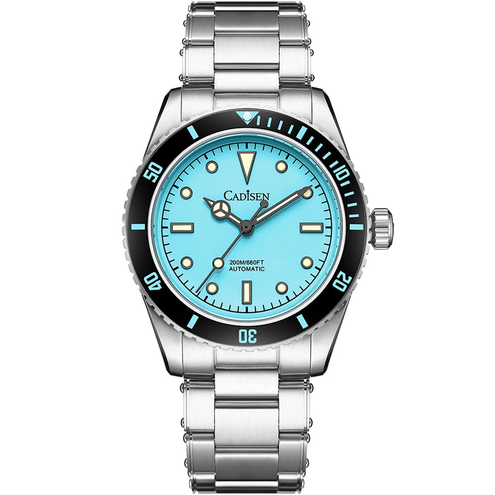 CADISEN Men's Automatic Diver Watch 38mm - Sapphire Crystal, NH35 Mechanical Movement, 20Bar Water Resistant, Luminous Hands - Vintage Style for Casual, Business & Diving Use