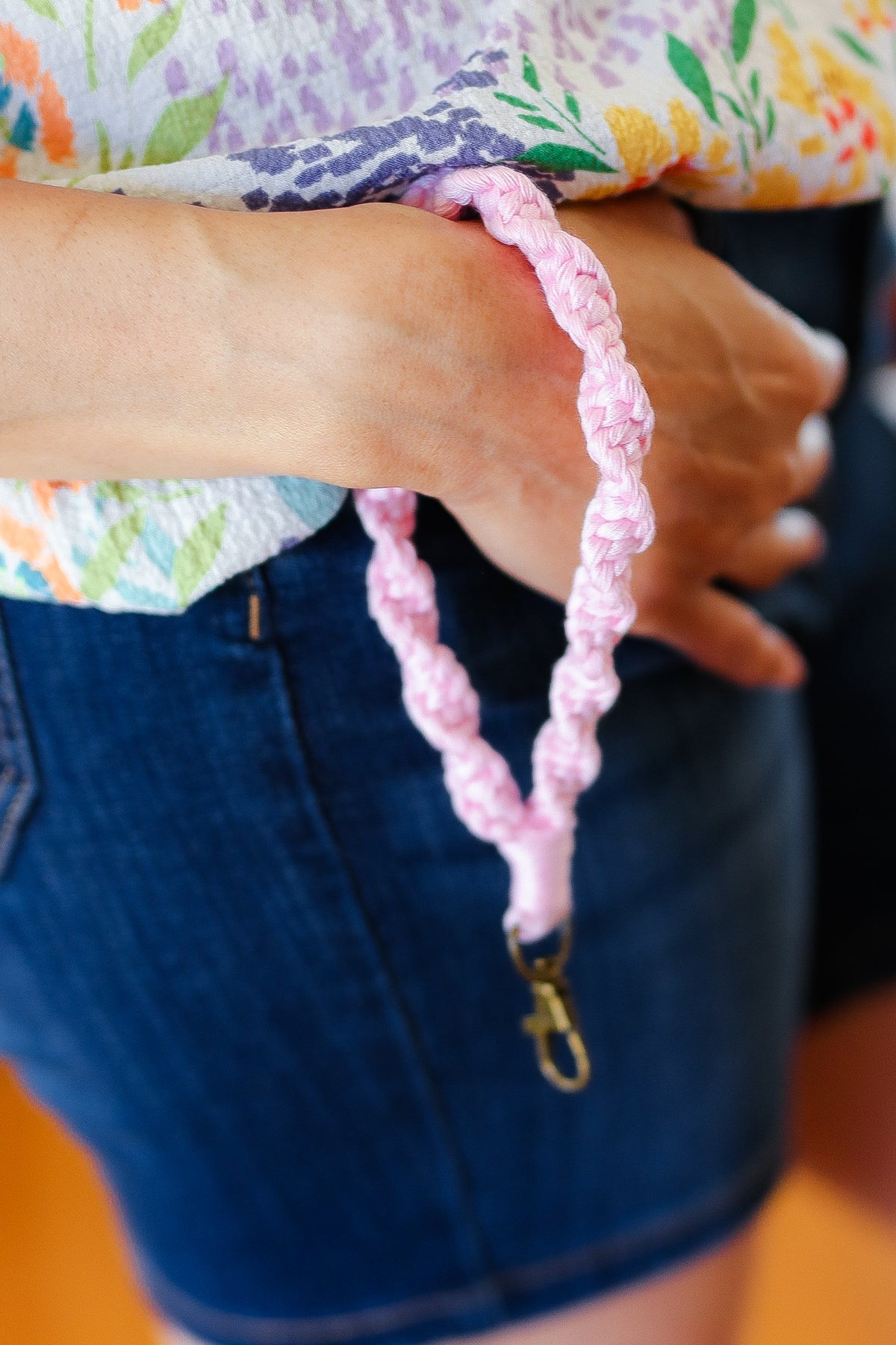 Pink Handwoven Braided Keychain Wristlet for Women - Stylish Accessory for Keys, Purse, or Backpack - Perfect Gift for Her