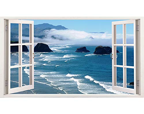 3D Removable Vinyl Wall Stickers - Tropical Beach Wall Art, Easy Peel & Stick Wallpaper (60x85cm) for Living Room, Bedroom, Nursery & Office Decor