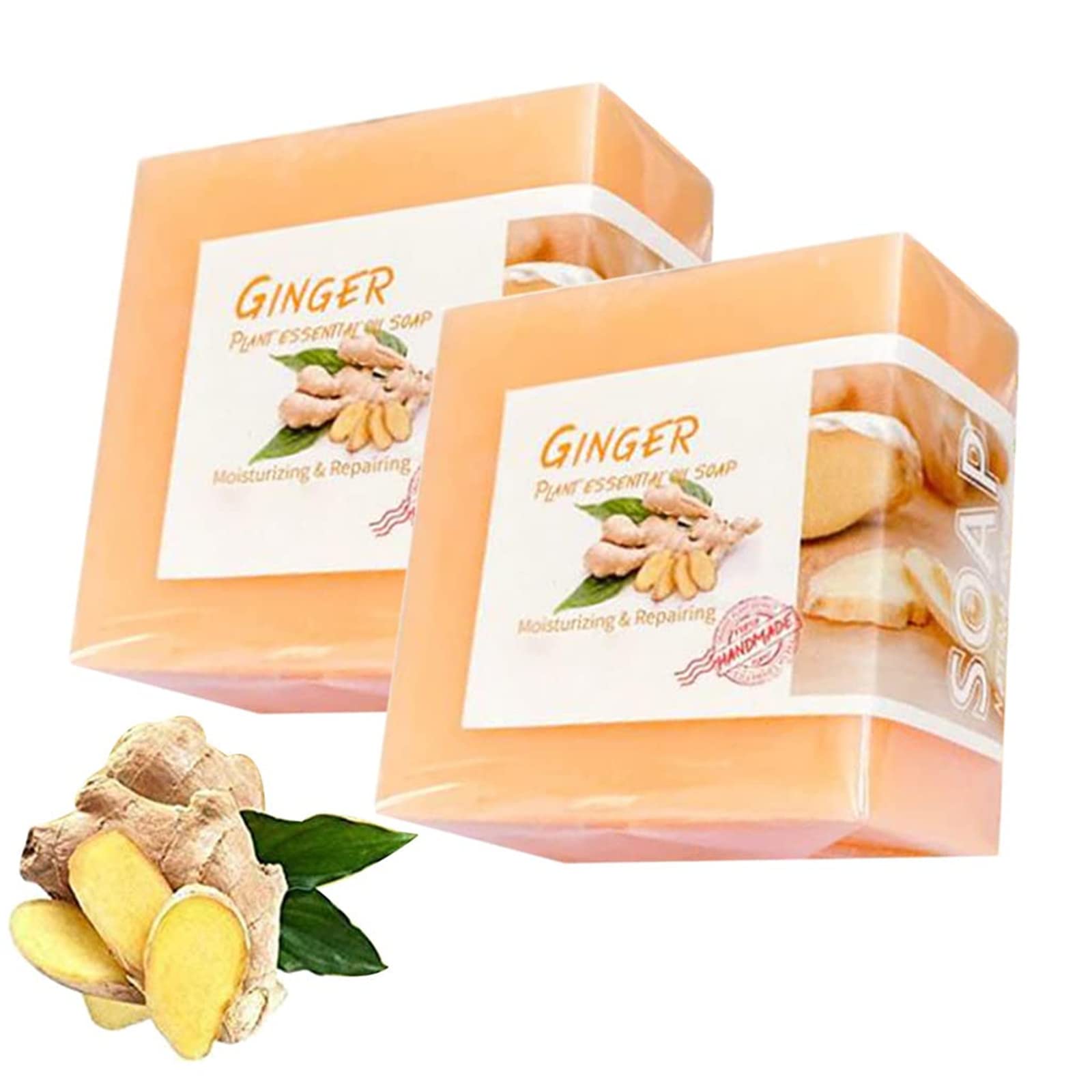 Organic Ginger & Turmeric Soap for Lymphatic Detox & Drainage - Handmade Natural Soap for Acne, Dark Spots & Glowing Skin - Suitable for All Skin Types - Perfect for Daily Skincare & Spa Relaxation