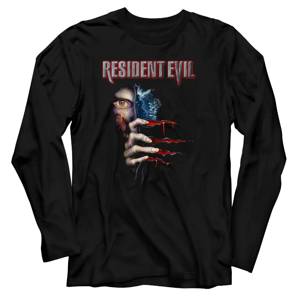 Resident Evil Peekin' Black Adult Long Sleeve T-Shirt | American Classics Horror Game Tee | Perfect for Cosplay, Halloween & Gaming Events