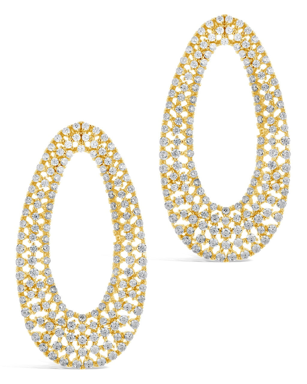 Olivia CZ Oval Stud Earrings for Women - 14K Gold Plated Cubic Zirconia Elegant Jewelry - Perfect for Weddings, Parties & Everyday Wear