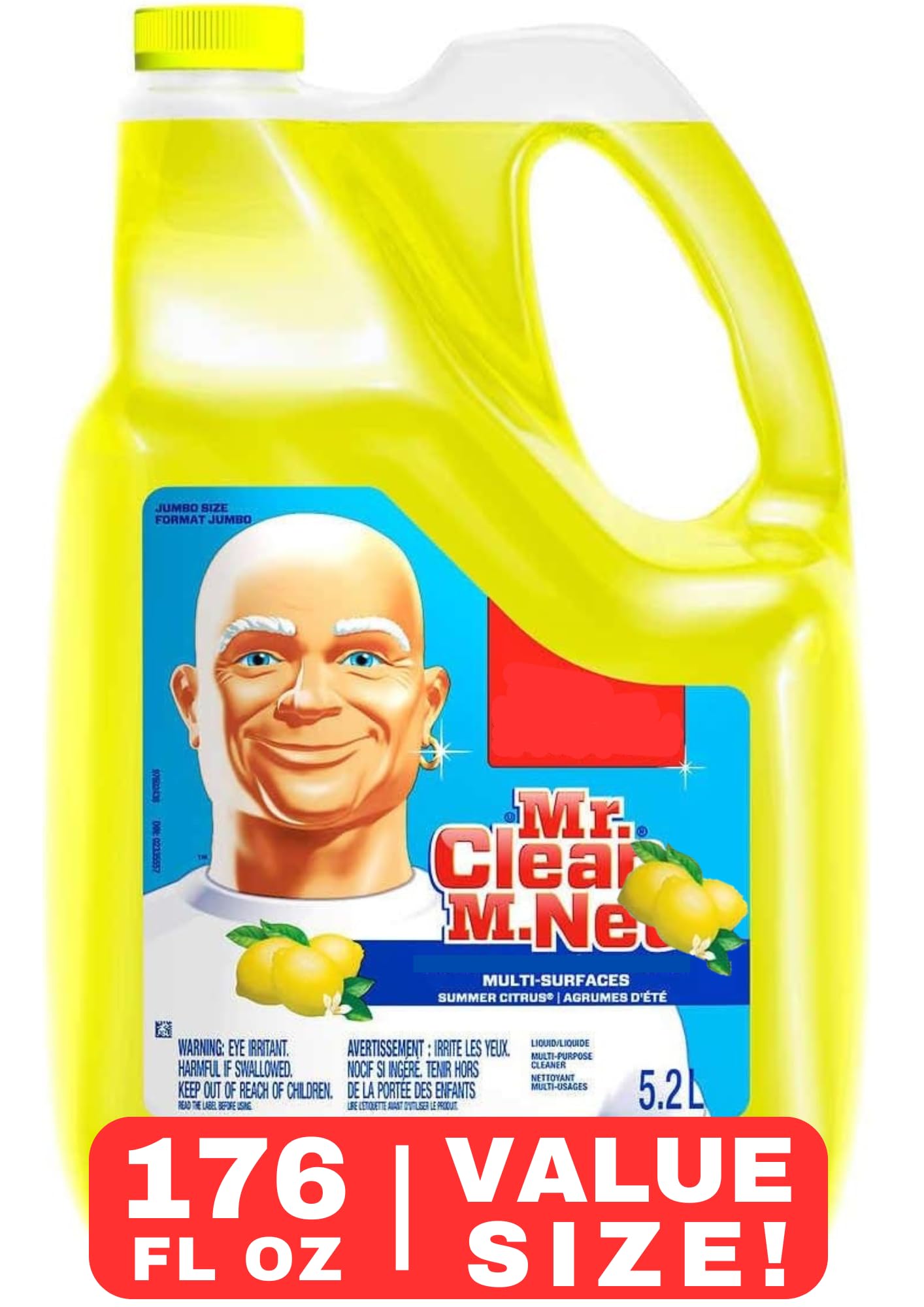 Multi-Purpose Cleaner 1.4 Gallons (176 oz) - Citrus Scented All-Purpose Cleaner for Kitchen, Bathroom & Floors - Extra Large Refill Bottle for Home & Commercial Use