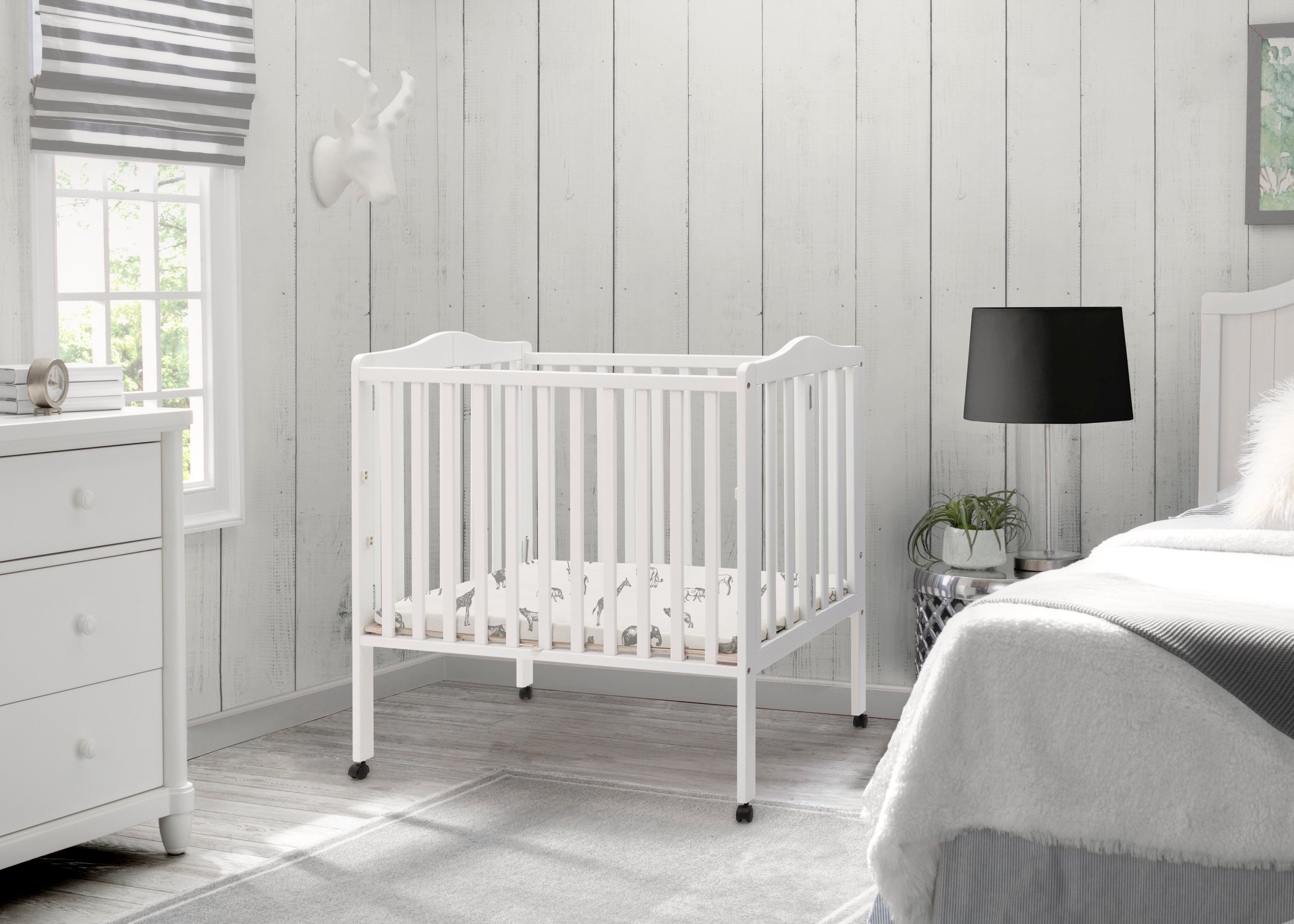 Portable Folding Mini Baby Crib with 1.5 Inch Mattress - Lightweight Travel Crib for Home, Nursery & On-The-Go