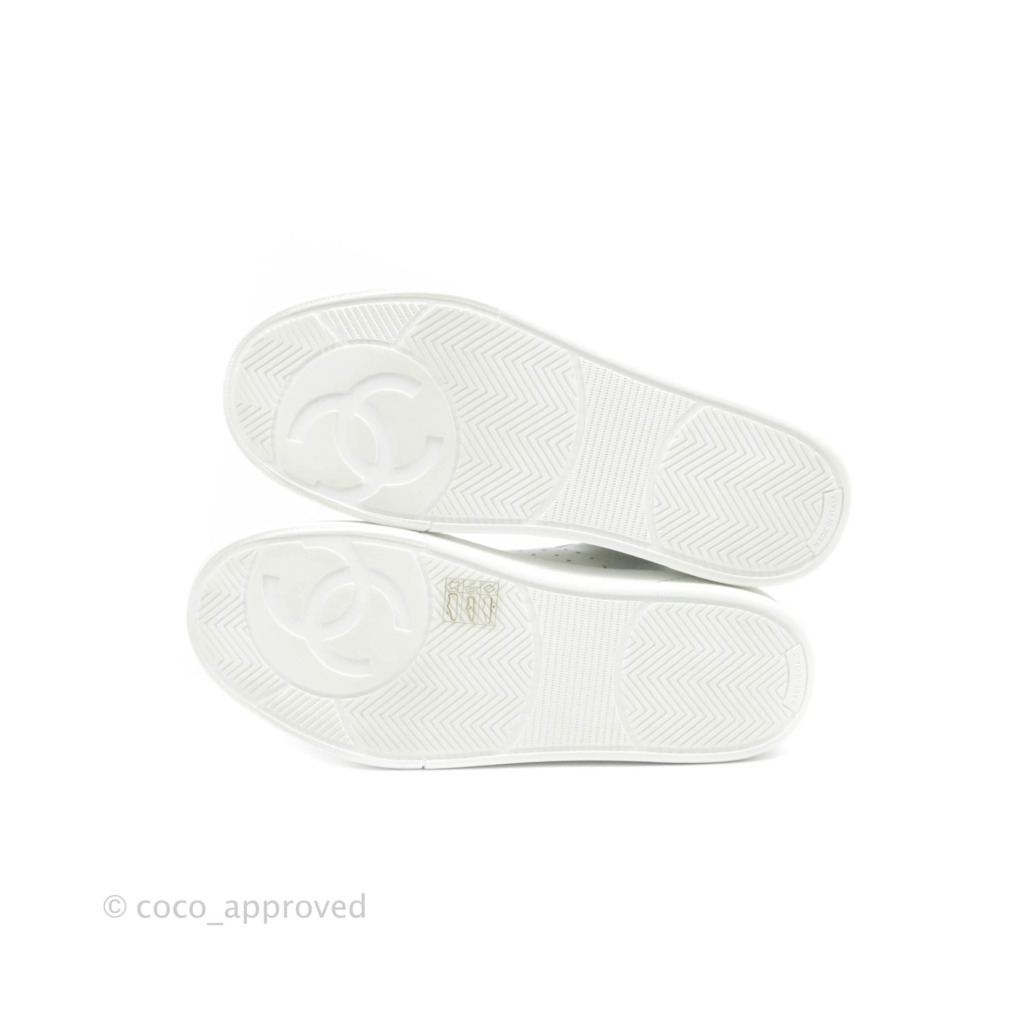 Chanel White Calfskin Logo Sneakers for Women - Size 37.5 (US 7) | Luxury Fashion Shoes for Casual Wear & Street Style Outfits