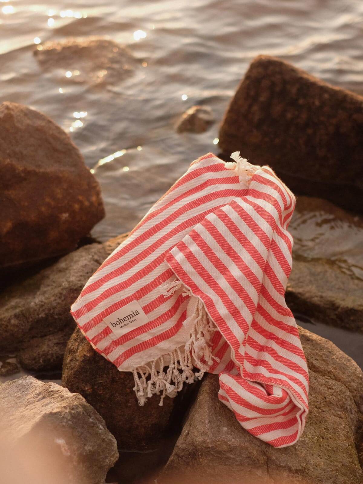 Premium Sorrento Hammam Towel - Soft & Absorbent Turkish Cotton Beach Towel, Orange - Perfect for Pool, Spa, Travel & Yoga