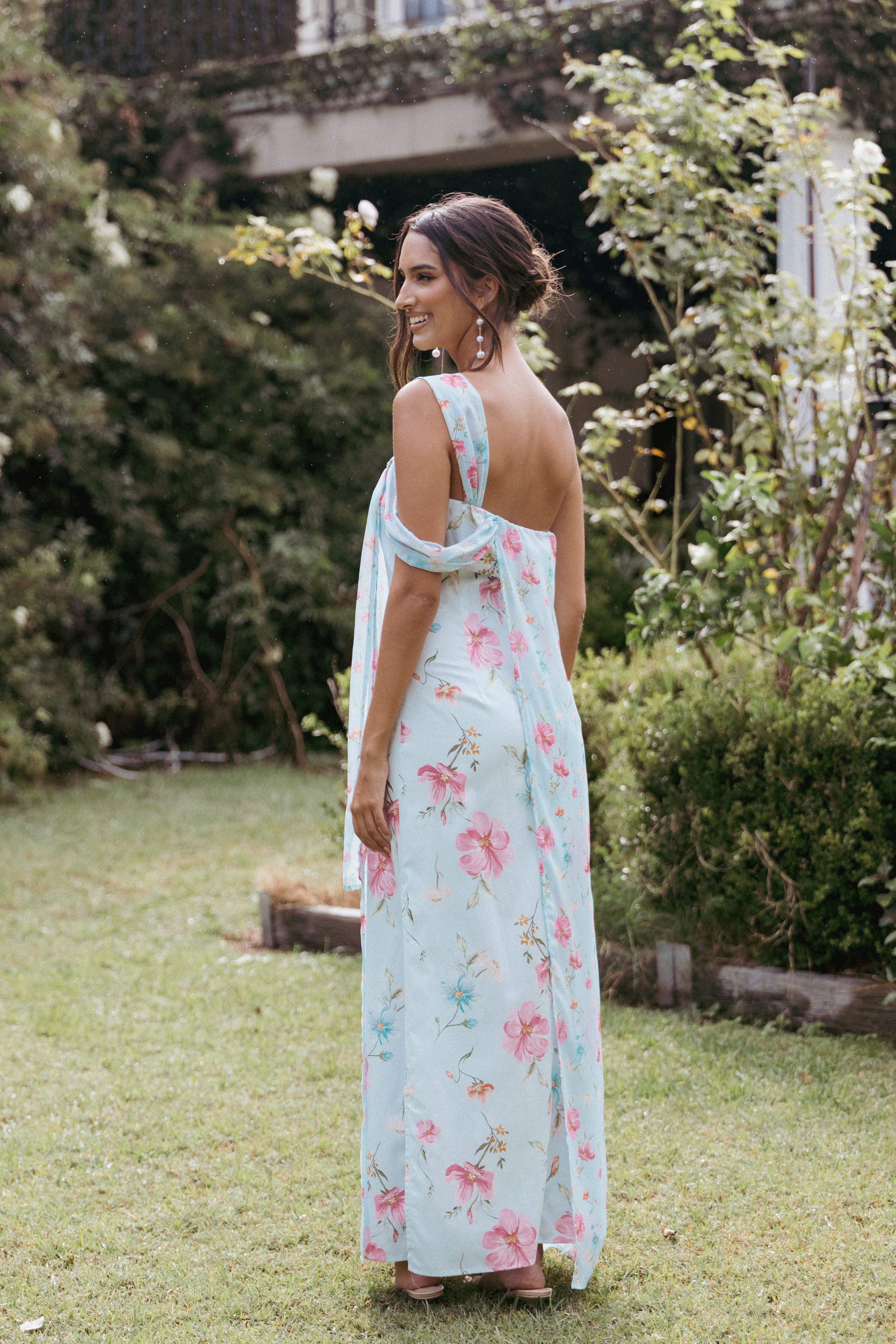 Elegant Eloisa Maxi Dress - Blue Floral Print Women's Summer Dress | Perfect for Beach Vacations, Weddings & Casual Outings