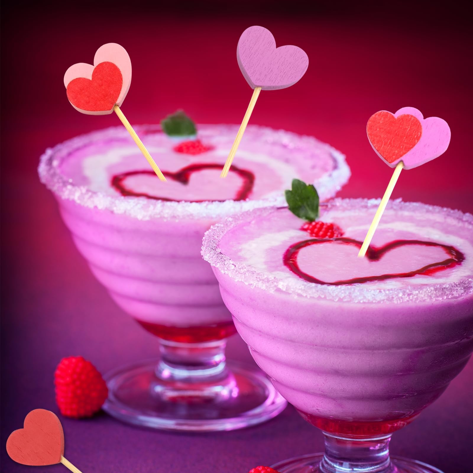 Valentine's Day Cocktail Picks 120 Pcs - Red Heart Appetizer Toothpicks for Food, Fruit, Sandwiches - Perfect for Valentine's Party, Birthday, Wedding & Anniversary Decorations - Great for Cocktail Parties, Bridal Showers & Romantic Dinner Table Settings