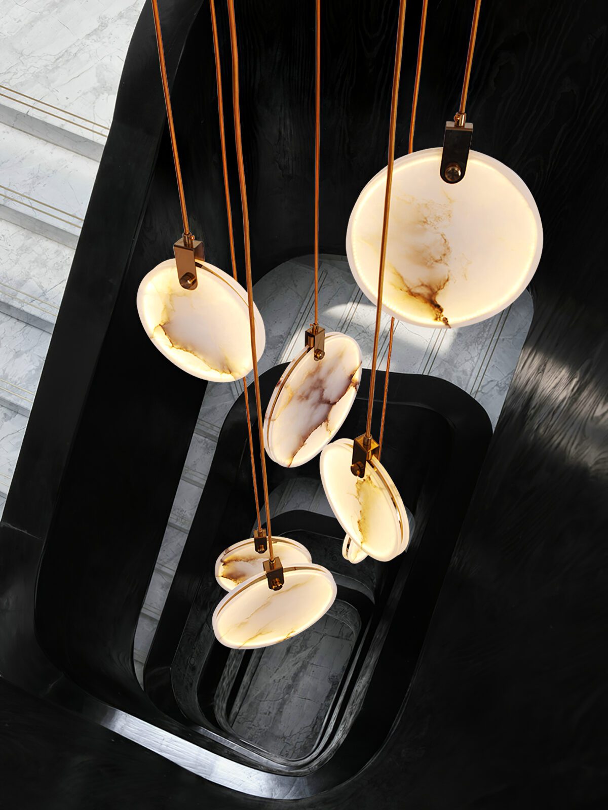 Elegant Harvest Alabaster Pendant Lamp - Natural Stone Lighting Fixture for Dining Room, Bedroom & Living Room Decor