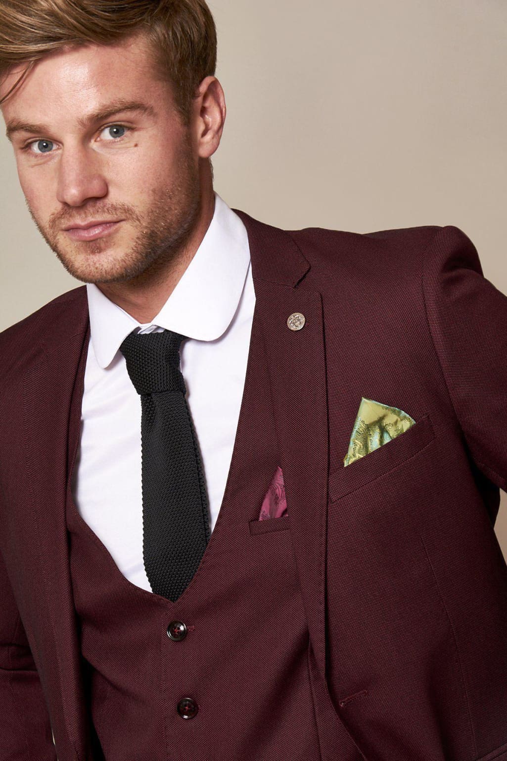 Marc Darcy Danny Wine 3 Piece Suit for Men | Premium Slim Fit Business Suit | Formal Wedding & Office Attire | Perfect for Business Meetings, Interviews & Special Occasions