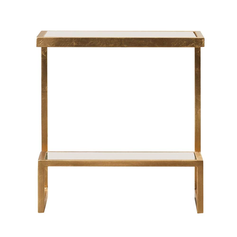 Stylish Gold Wrought Iron Glass Side Table for Living Room - Modern Sofa & Coffee Table Accent - Perfect for Small Spaces, Apartments, and Home Decor
