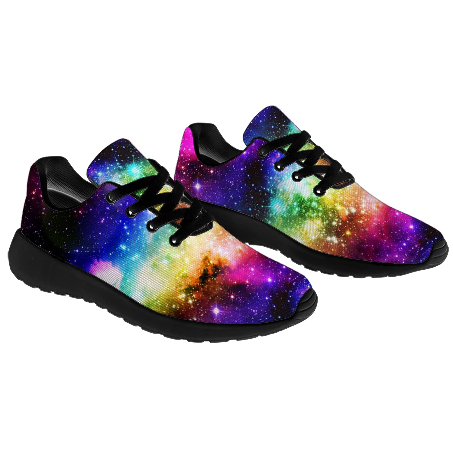 **Galaxy Print Running Shoes for Women & Men - Lightweight Walking & Tennis Sneakers with Nebula Cosmos Design - Perfect Gift for Boys & Girls - Size 8.5 Men/10 Women (Black) - Ideal for Jogging, Gym Workouts & Casual Wear**