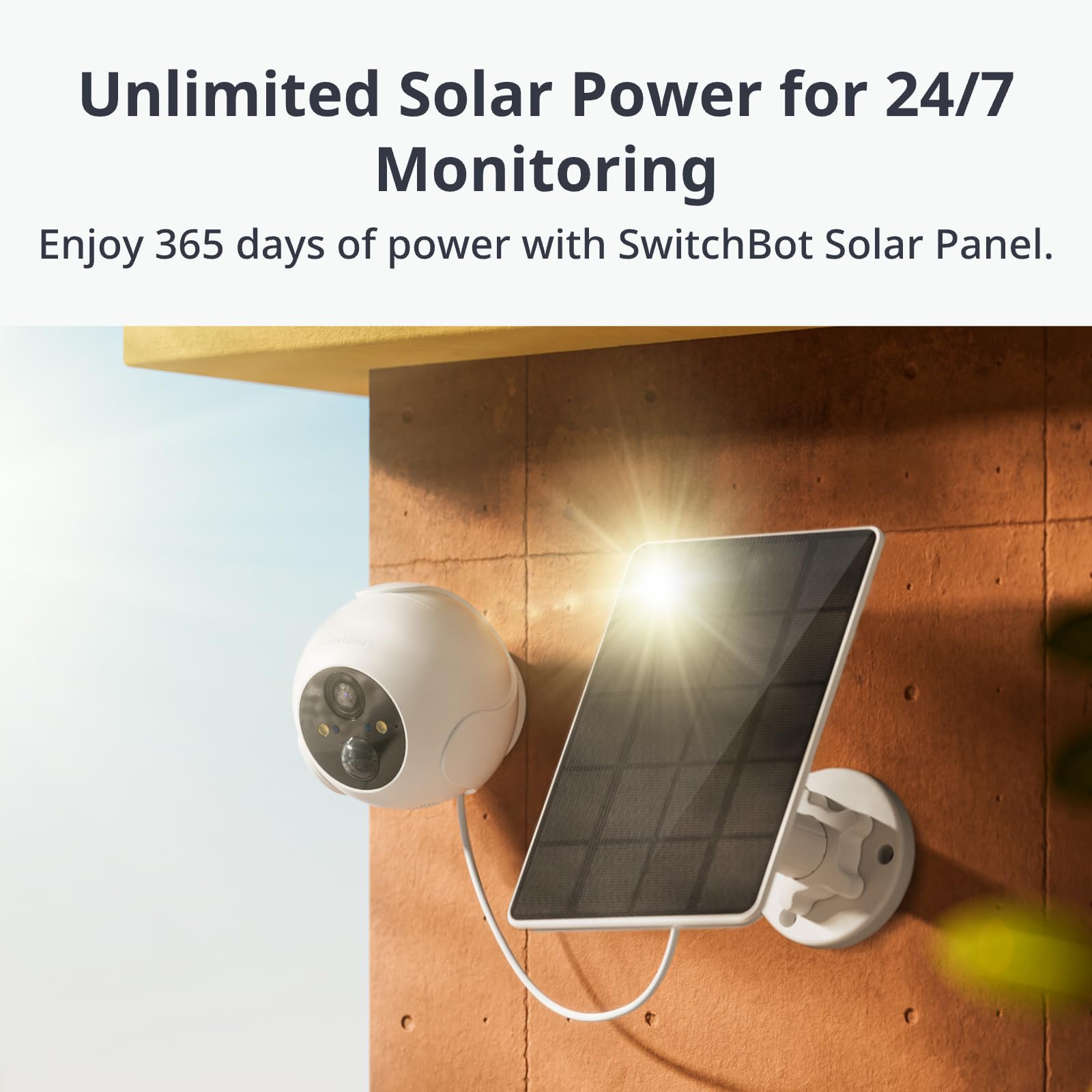 SwitchBot 2K Outdoor Wireless Security Camera with Solar Panel - 24/7 Home Surveillance, Color Night Vision, AI Human & Pet Detection, Alexa Compatible, WiFi 2.4G - Ideal for Front Yard, Backyard & Garage Security Monitoring