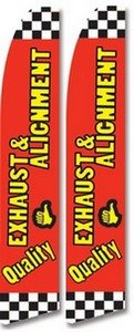 Premium Exhaust & Alignment Feather Banner Flags - Complete Kit (2 Pack) for Auto Repair Shops & Car Dealerships - High Visibility Advertising & Vehicle Service Signs