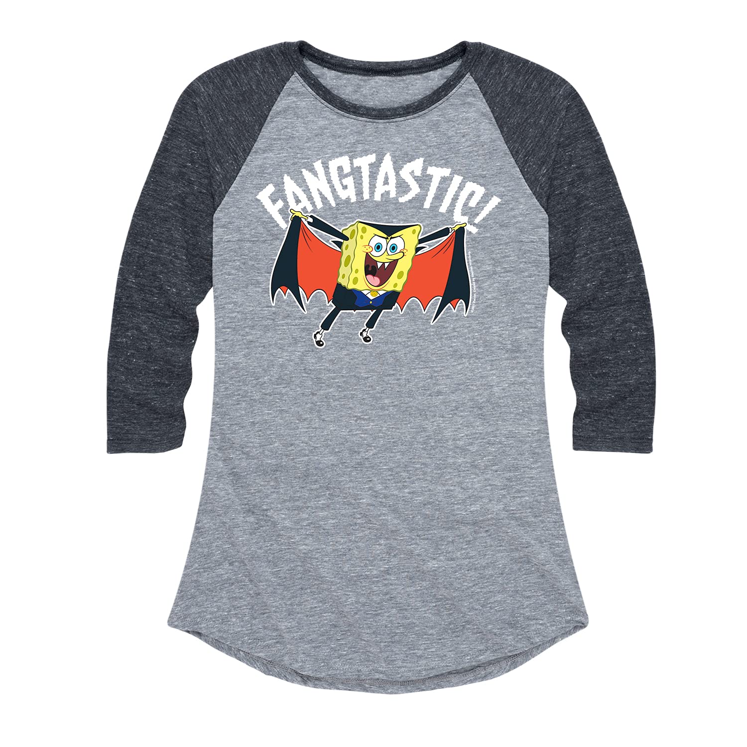 Spongebob Squarepants Fangastic Women's Raglan Graphic T-Shirt | Hybrid Apparel | Casual Wear & Cartoon Lovers Gift