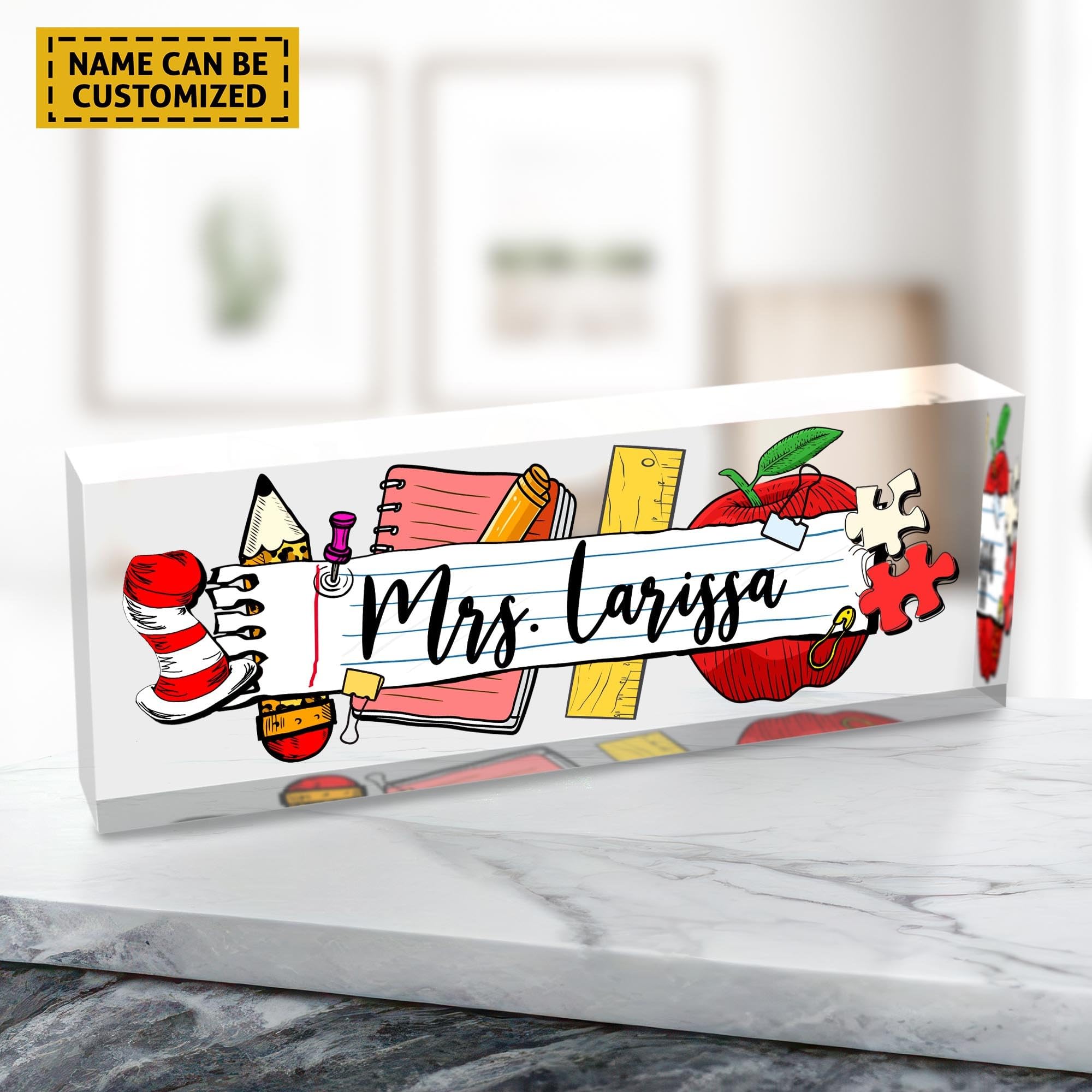 Personalized Teacher Name Plate for Desk - Custom Engraved Sign, Back to School Gift for Teachers, Classroom Decor & School Desk Supplies | Perfect for Teacher Appreciation, Classroom Organization & Office Decor
