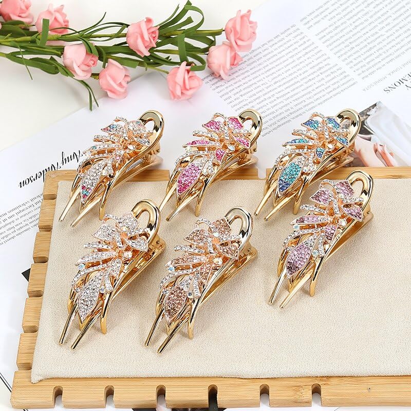 Sparkling Rhinestone 3-Prong Hair Clips for Women - Elegant Hair Accessories for Parties, Weddings & Daily Styling