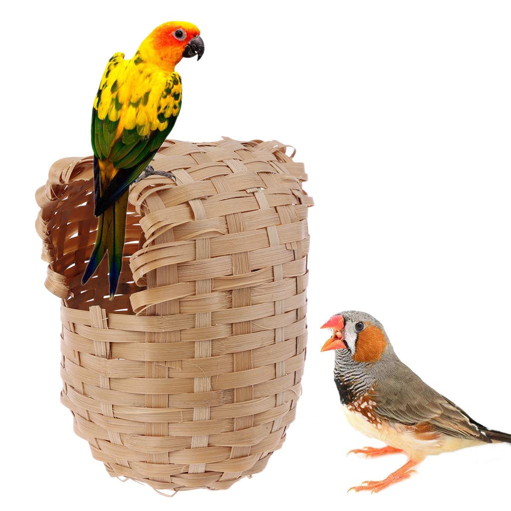 Handmade Natural Bamboo Bird House for Finches - Outdoor Bird Shelter, Cage & Hideout Toy - Perfect for Garden, Backyard & Patio Bird Watching