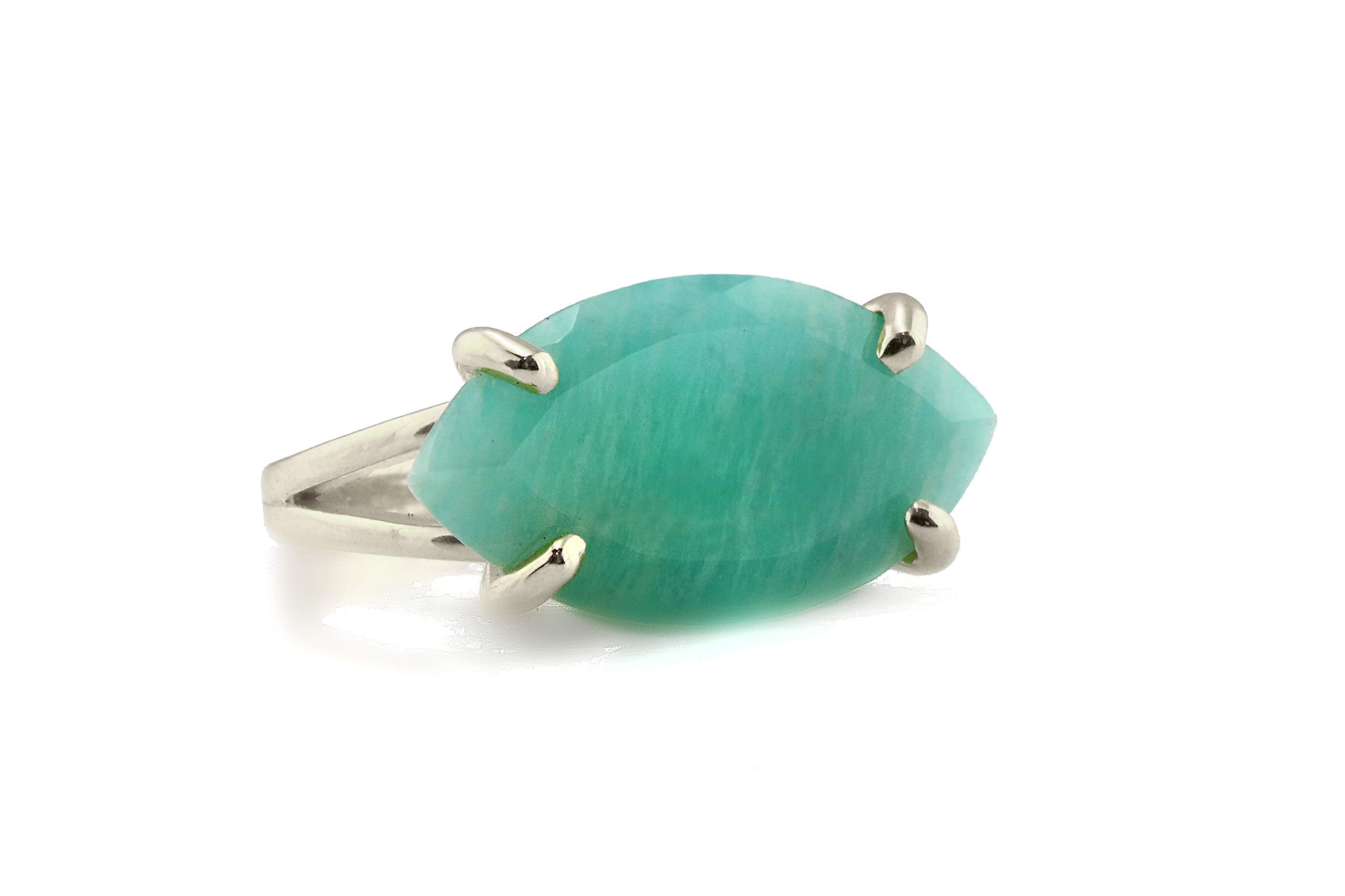 14K Yellow Gold Amazonite Marquise Ring for Women - Anniversary, Birthday Gift - Elegant Cocktail Jewelry for Parties & Events