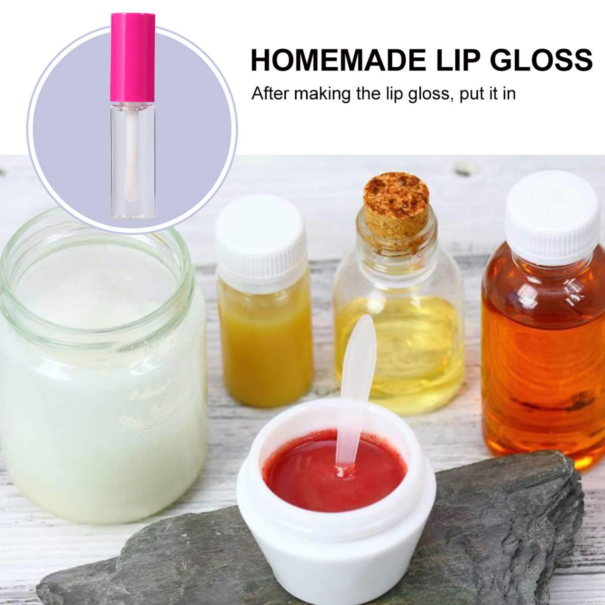 Lurrose 100 Pcs Clear Empty Lip Tubes with Brush Wand - Refillable Lip Gloss Containers for DIY Lip Samples, Travel Makeup Kit & Cosmetic Storage (Rosy) - Perfect for Home Beauty Salon, Professional Makeup Artists & On-the-Go Touch Ups