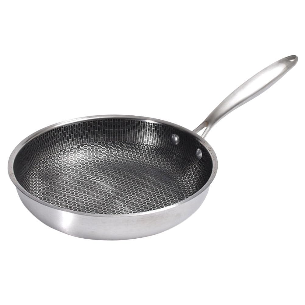 **28cm Stainless Steel Nonstick Honeycomb Frying Pan with Ergonomic Handle - Induction & Gas Compatible - Perfect for Sautéing, Stir-Frying & Professional Cooking**