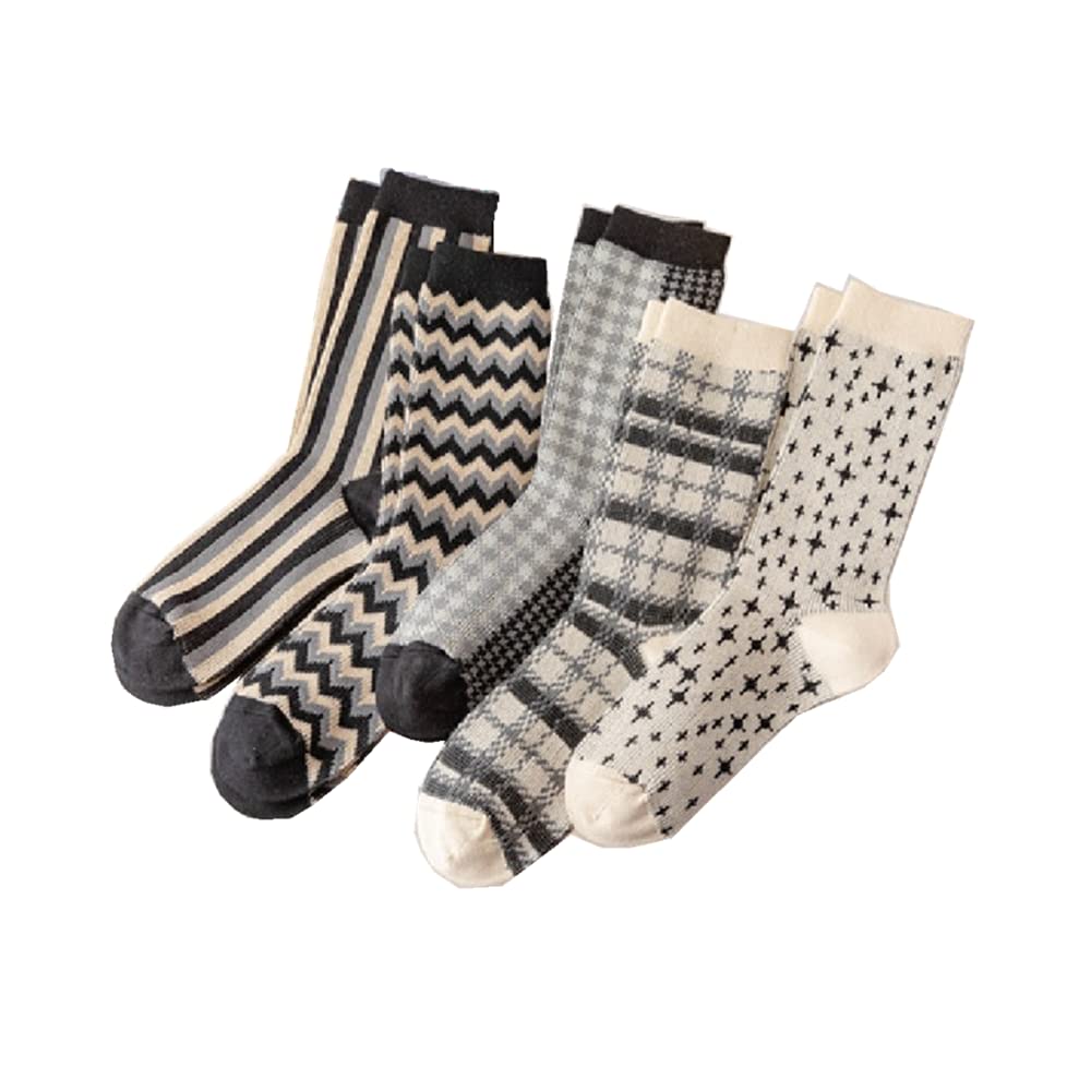 Women's Black and White Plaid Striped Crew Socks - Cotton Mid-Tube Ankle Socks for Girls & Women - Casual Comfort Socks - Perfect Gift Idea for Everyday Wear, School, Work & Outfits