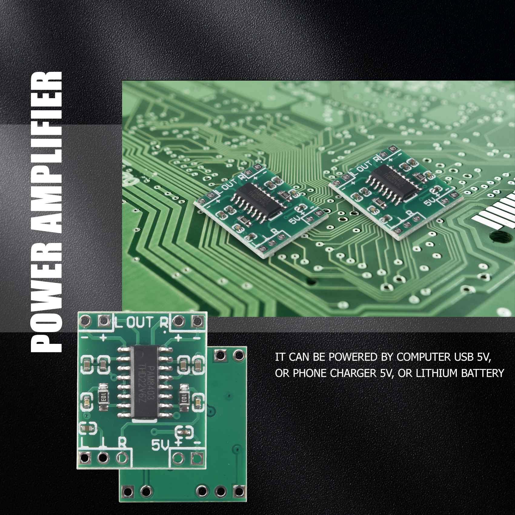 5PCS PAM8403 Digital Audio Amplifier Board - 2x3W Class D Power Amp Module for DIY Speakers, 5V DC - Perfect for Home Audio, Car Stereo & Portable Sound Systems