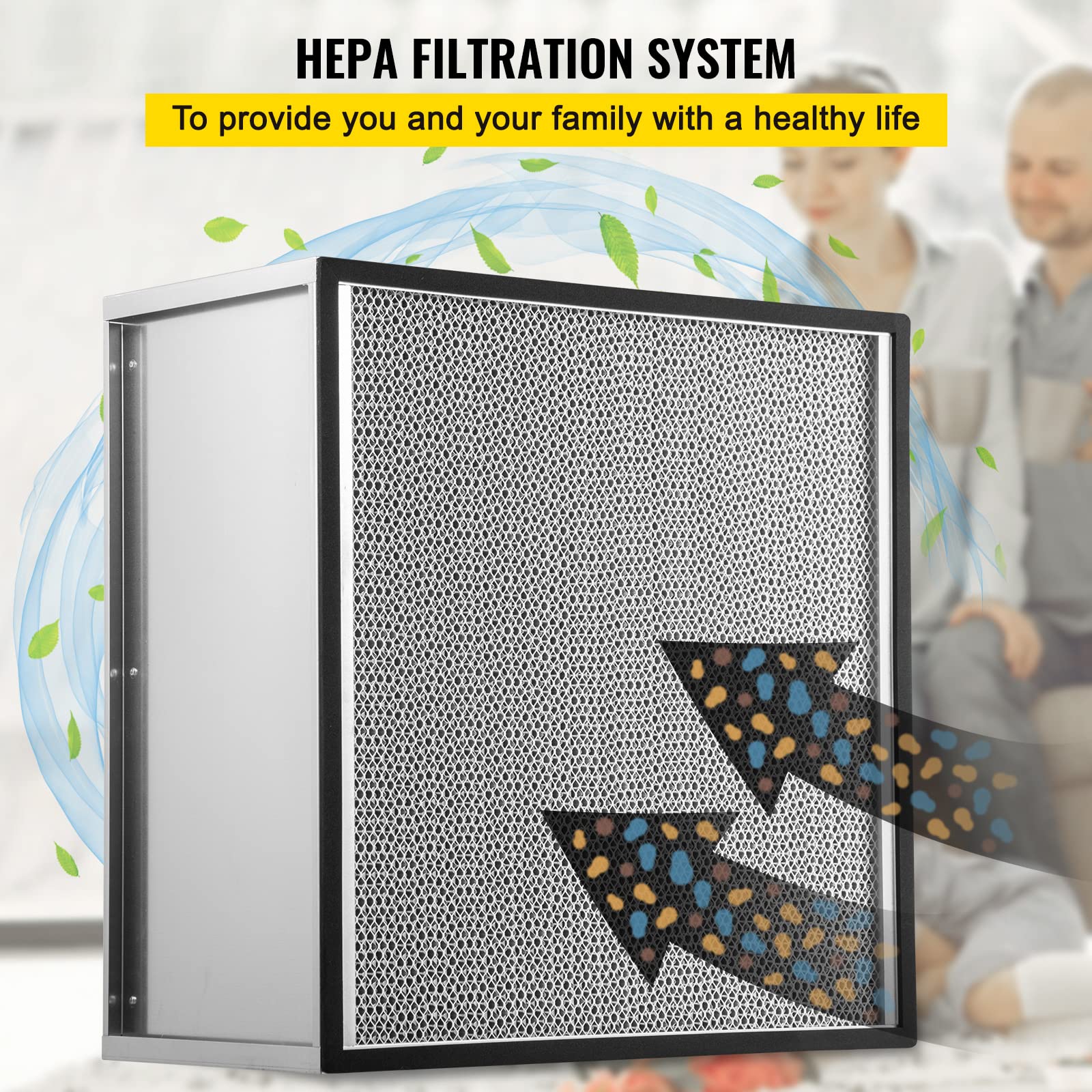 VEVOR 24x24x11.5 Inch HEPA Air Filter Replacement - 99.97% Efficiency Pleated Air Scrubber with Galvanized Frame, Compatible with Novair 2000 - Perfect for Home, Office and Commercial Air Purification Systems