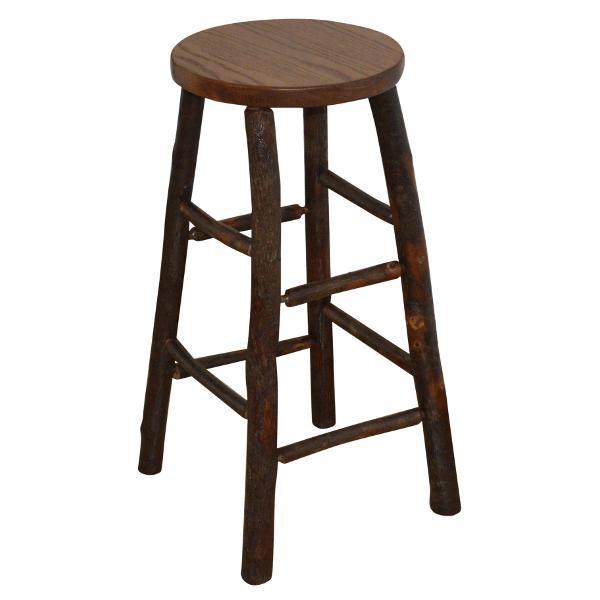 Premium Hickory Wood Bar Stool with Back Support - Rustic Farmhouse Style Counter Height Stool for Kitchen Island, Breakfast Nook & Home Bar (Set of 1) - Natural Wood Finish, Durable & Comfortable Seating