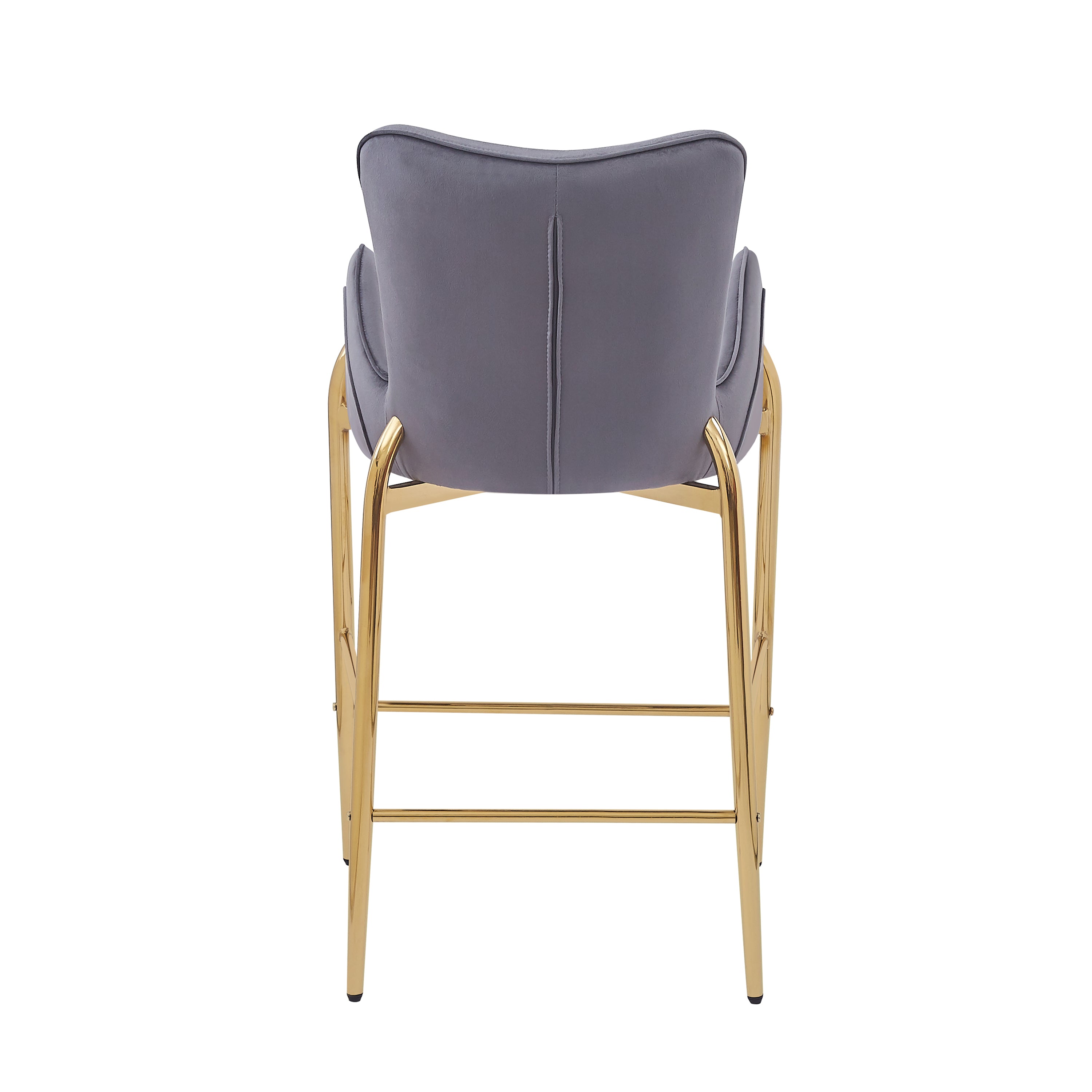 28.75 Inch Counter Height Bar Stools Set of 2 - Velvet Upholstered Bar Chairs with Golden Metal Legs - Perfect for Kitchen Island, Breakfast Nook & Home Bar Decor